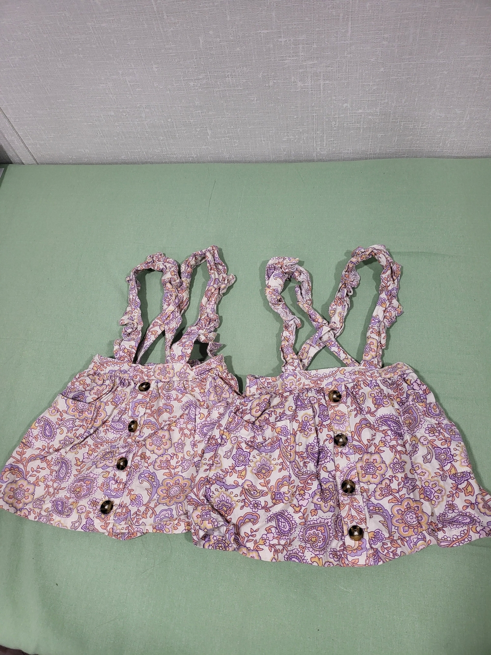 TWINS -Girls Paisley Button Front Sundress Top - Lavender & Cream